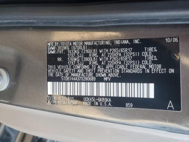 Photo 12 VIN: 5TDBT44A37S280689 - TOYOTA SEQUOIA SR 