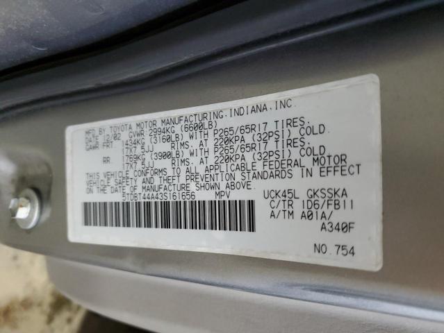 Photo 12 VIN: 5TDBT44A43S161656 - TOYOTA SEQUOIA SR 