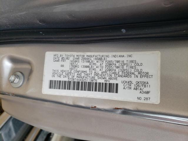 Photo 9 VIN: 5TDBT44A92S119076 - TOYOTA SEQUOIA 