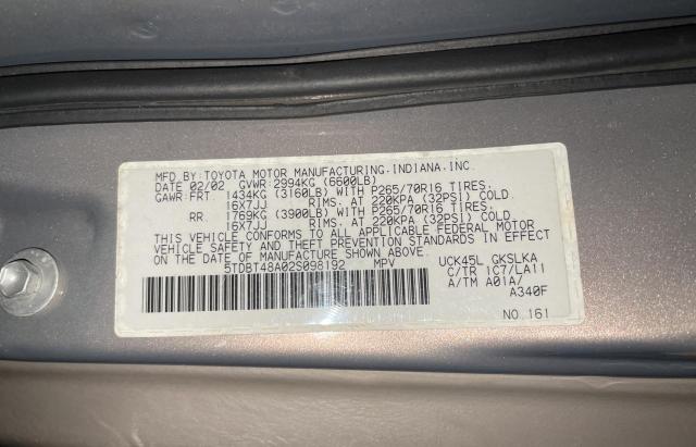 Photo 9 VIN: 5TDBT48A02S098192 - TOYOTA SEQUOIA LI 