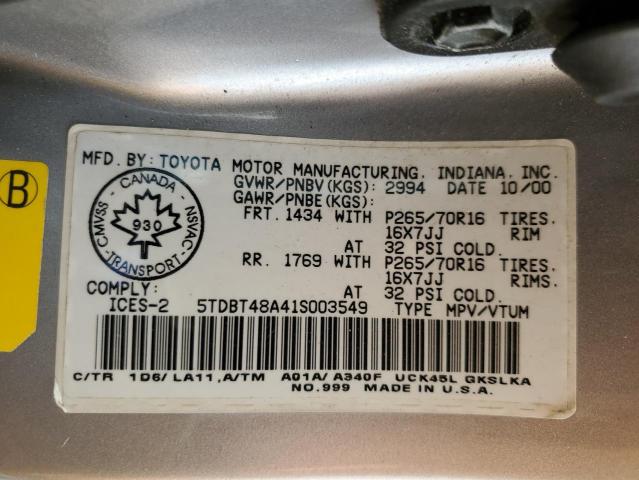 Photo 12 VIN: 5TDBT48A41S003549 - TOYOTA SEQUOIA LI 