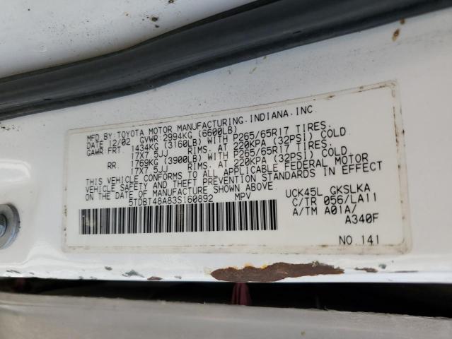 Photo 11 VIN: 5TDBT48A83S160892 - TOYOTA SEQUOIA 