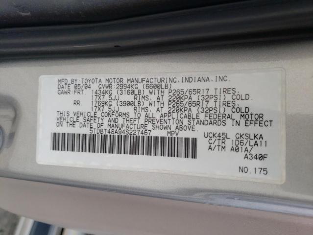 Photo 11 VIN: 5TDBT48A94S227467 - TOYOTA SEQUOIA LI 