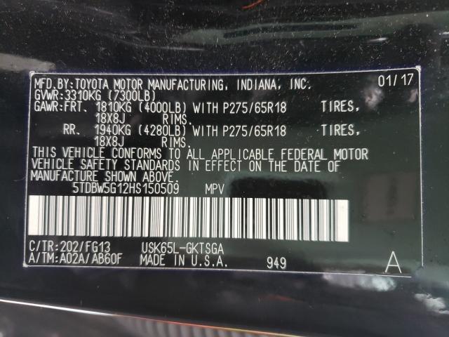 Photo 9 VIN: 5TDBW5G12HS150509 - TOYOTA SEQUOIA 