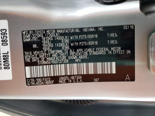 Photo 9 VIN: 5TDBW5G16GS137308 - TOYOTA SEQUOIA 