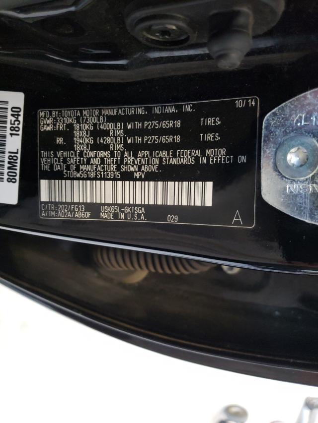 Photo 9 VIN: 5TDBW5G18FS113915 - TOYOTA SEQUOIA SR 