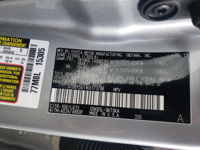 Photo 9 VIN: 5TDBY5G11KS173796 - TOYOTA SEQUOIA 