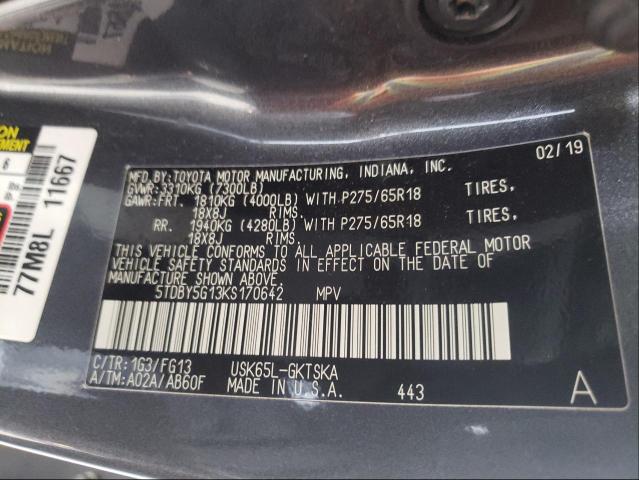 Photo 9 VIN: 5TDBY5G13KS170642 - TOYOTA SEQUOIA SR 