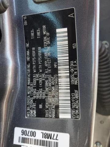 Photo 12 VIN: 5TDBY5G1XGS146670 - TOYOTA SEQUOIA SR 