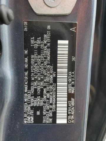 Photo 12 VIN: 5TDBY68A98S016532 - TOYOTA SEQUOIA LI 