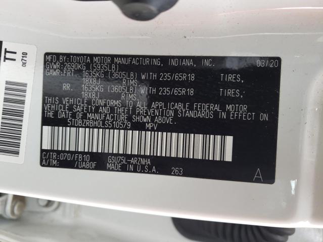 Photo 9 VIN: 5TDBZRBH0LS510579 - TOYOTA HIGHLANDER 