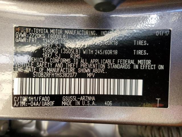 Photo 11 VIN: 5TDBZRFH1HS382077 - TOYOTA HIGHLANDER 