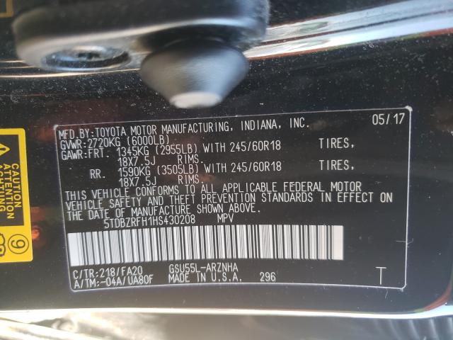 Photo 9 VIN: 5TDBZRFH1HS430208 - TOYOTA HIGHLANDER 