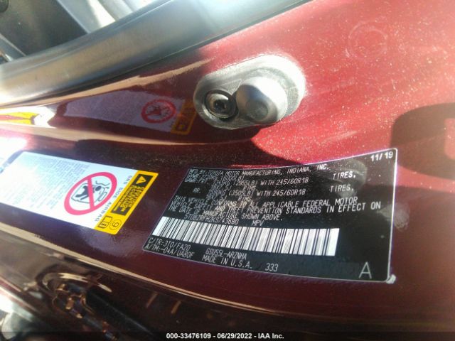 Photo 8 VIN: 5TDBZRFH2KS743680 - TOYOTA HIGHLANDER 