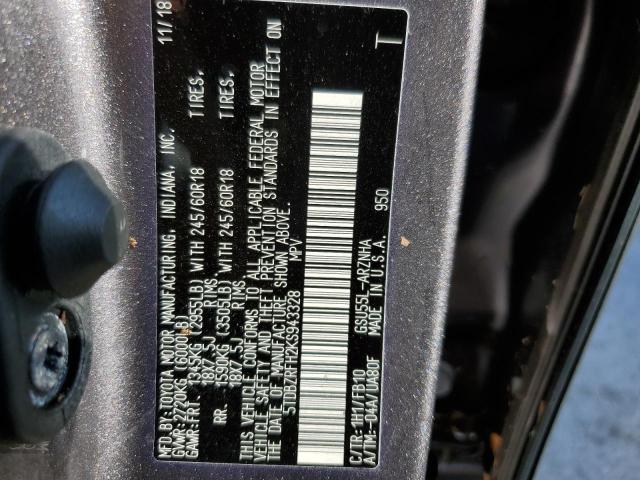 Photo 9 VIN: 5TDBZRFH2KS943328 - TOYOTA HIGHLANDER 