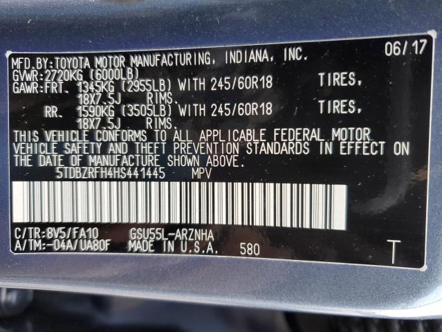 Photo 13 VIN: 5TDBZRFH4HS441445 - TOYOTA HIGHLANDER 