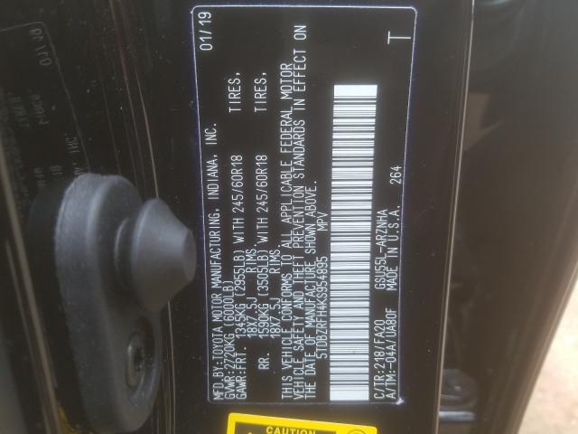 Photo 9 VIN: 5TDBZRFH4KS954895 - TOYOTA HIGHLANDER 