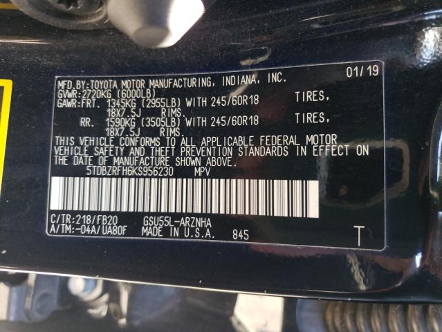 Photo 13 VIN: 5TDBZRFH6KS956230 - TOYOTA HIGHLANDER 