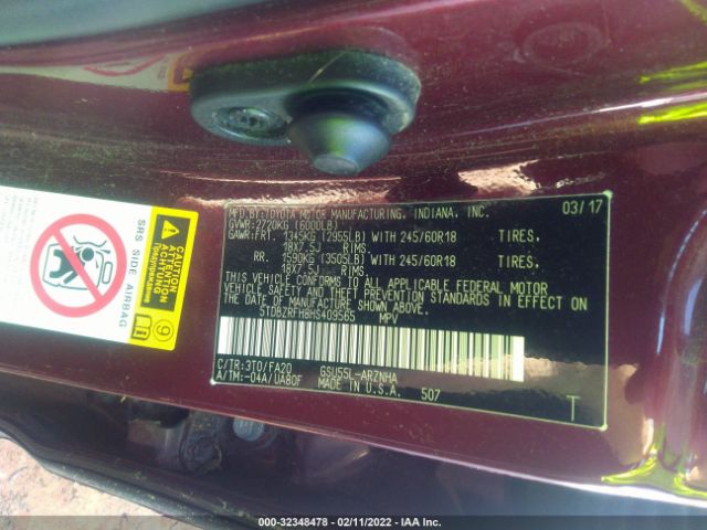 Photo 8 VIN: 5TDBZRFH8HS409565 - TOYOTA HIGHLANDER 