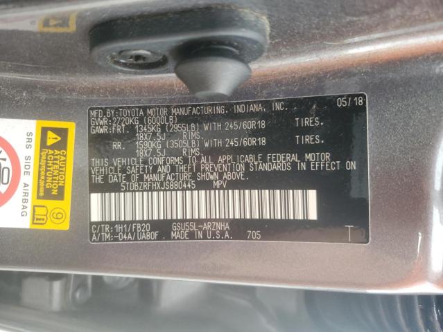 Photo 12 VIN: 5TDBZRFHXJS880445 - TOYOTA HIGHLANDER 