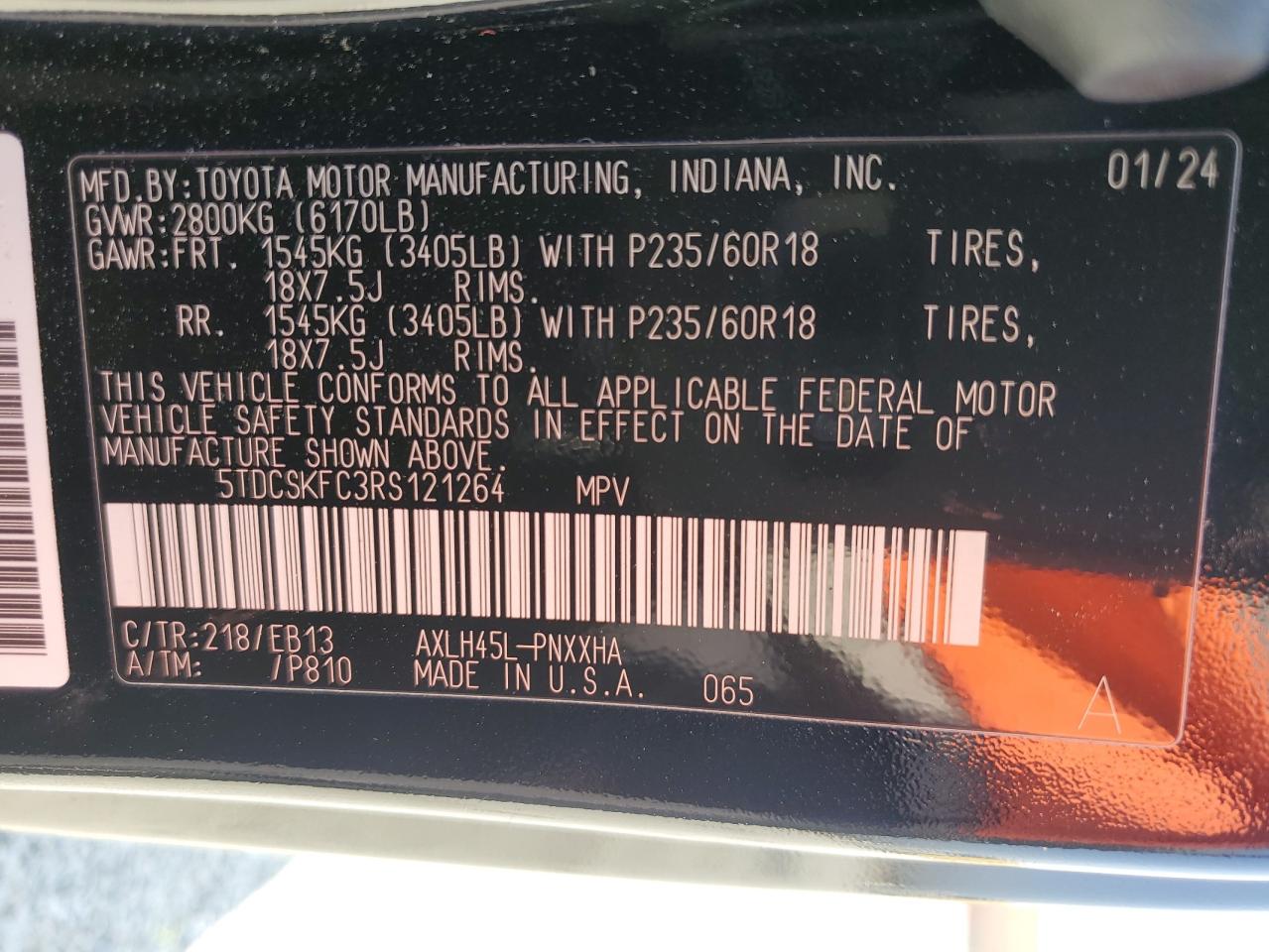 Photo 12 VIN: 5TDCSKFC3RS121264 - TOYOTA SIENNA 