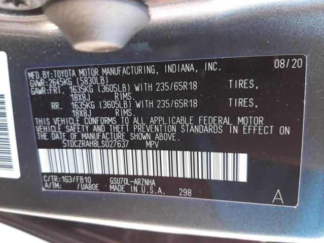 Photo 9 VIN: 5TDCZRAH8LS027637 - TOYOTA HIGHLANDER 