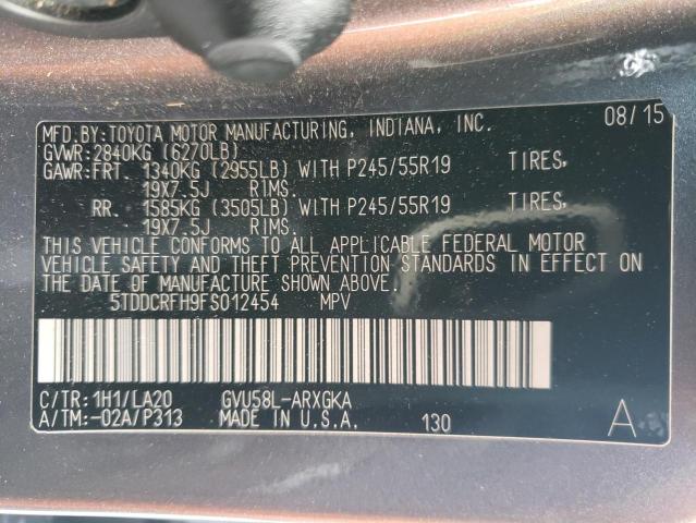 Photo 12 VIN: 5TDDCRFH9FS012454 - TOYOTA HIGHLANDER 