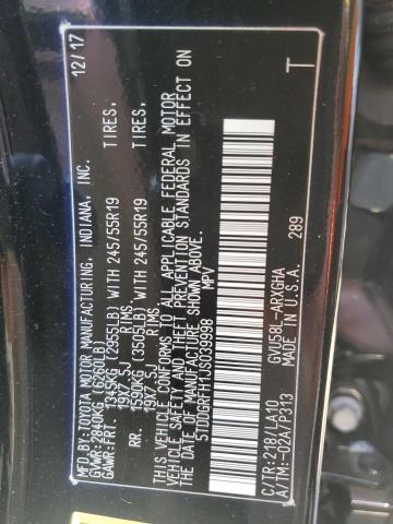 Photo 12 VIN: 5TDDGRFH1JS039998 - TOYOTA HIGHLANDER 