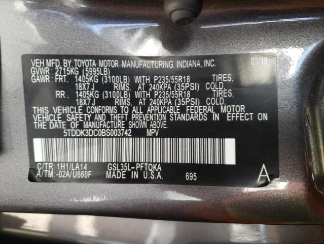 Photo 13 VIN: 5TDDK3DC0BS003742 - TOYOTA SIENNA XLE 