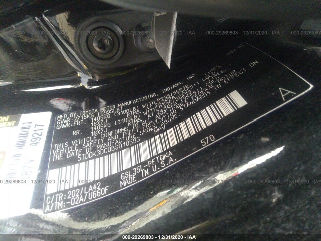 Photo 8 VIN: 5TDDK3DC0BS010593 - TOYOTA SIENNA 