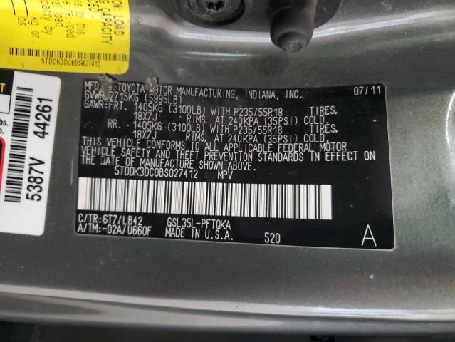 Photo 13 VIN: 5TDDK3DC0BS027412 - TOYOTA SIENNA XLE 