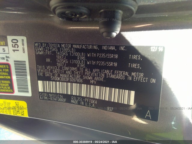 Photo 8 VIN: 5TDDK3DC0FS097806 - TOYOTA SIENNA 