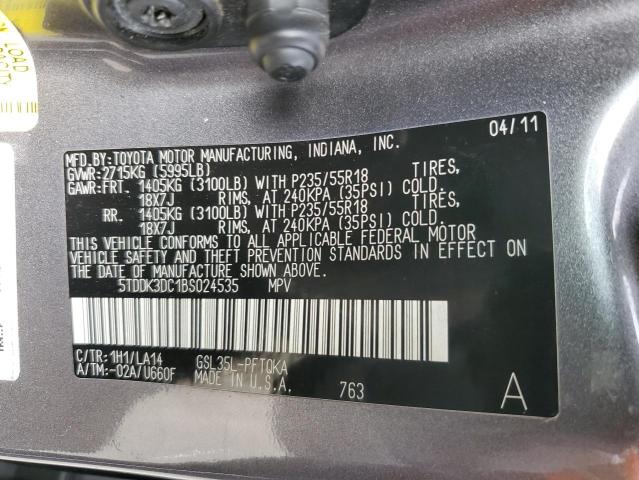 Photo 13 VIN: 5TDDK3DC1BS024535 - TOYOTA SIENNA XLE 