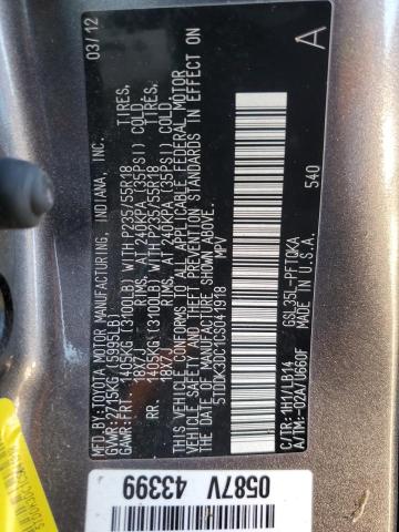 Photo 12 VIN: 5TDDK3DC1CS041918 - TOYOTA SIENNA XLE 