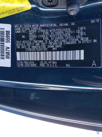 Photo 12 VIN: 5TDDK3DC1CS047203 - TOYOTA SIENNA XLE 