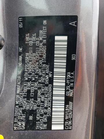 Photo 12 VIN: 5TDDK3DC2BS024849 - TOYOTA SIENNA XLE 