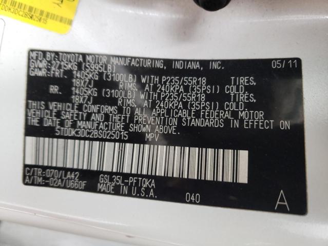 Photo 13 VIN: 5TDDK3DC2BS025015 - TOYOTA SIENNA XLE 