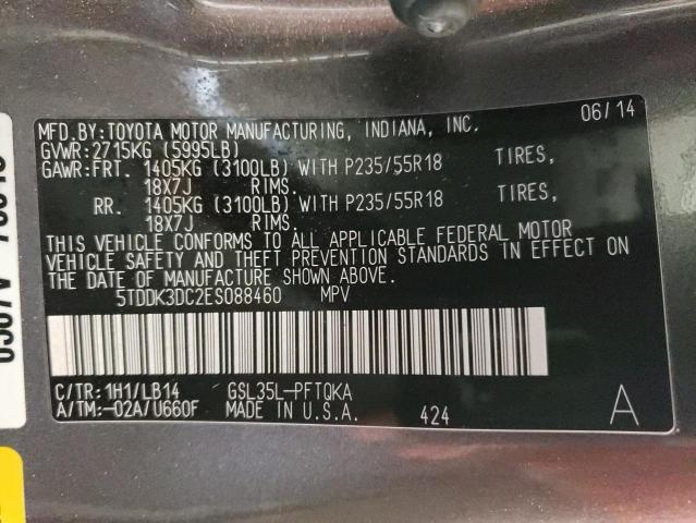 Photo 13 VIN: 5TDDK3DC2ES088460 - TOYOTA SIENNA XLE 