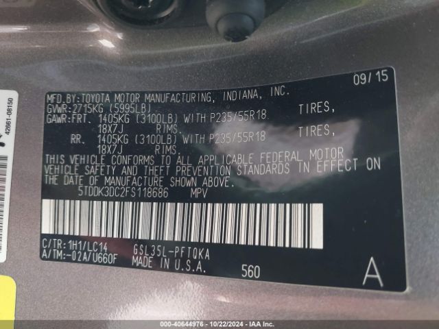 Photo 8 VIN: 5TDDK3DC2FS118686 - TOYOTA SIENNA 