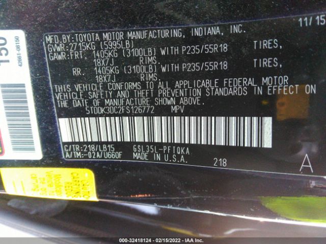 Photo 8 VIN: 5TDDK3DC2FS126772 - TOYOTA SIENNA 