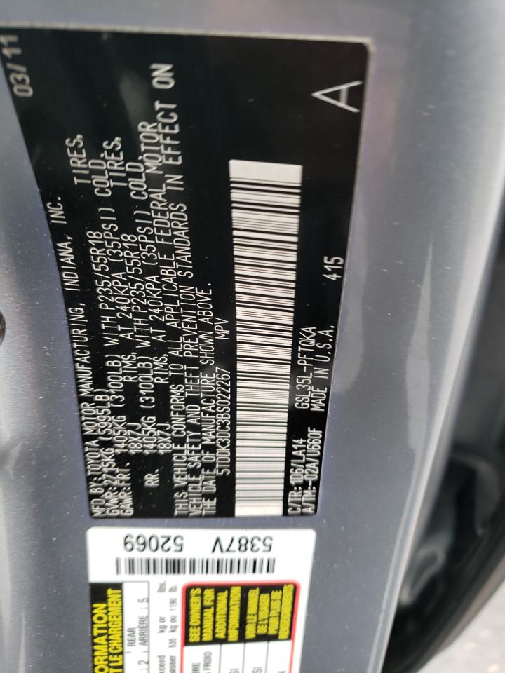 Photo 12 VIN: 5TDDK3DC3BS022267 - TOYOTA SIENNA 