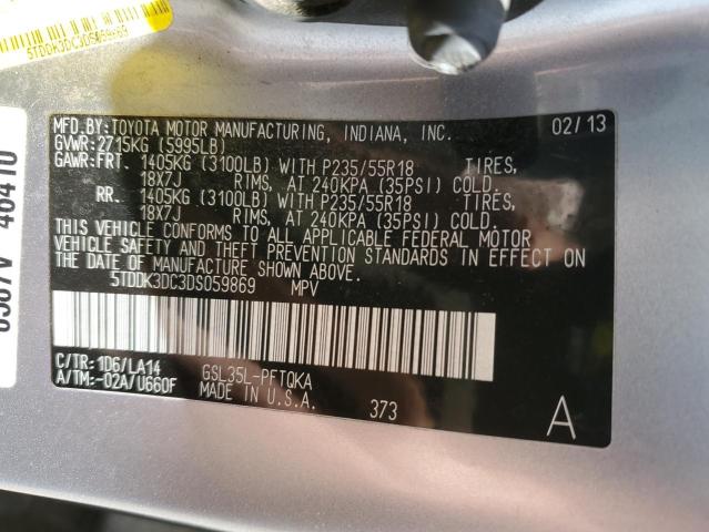 Photo 13 VIN: 5TDDK3DC3DS059869 - TOYOTA SIENNA XLE 