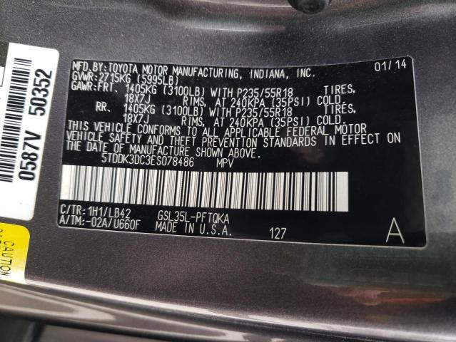 Photo 12 VIN: 5TDDK3DC3ES078486 - TOYOTA SIENNA XLE 