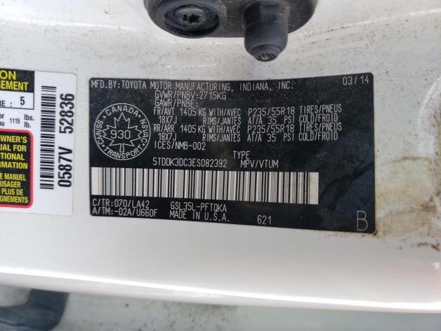 Photo 12 VIN: 5TDDK3DC3ES082392 - TOYOTA SIENNA XLE 