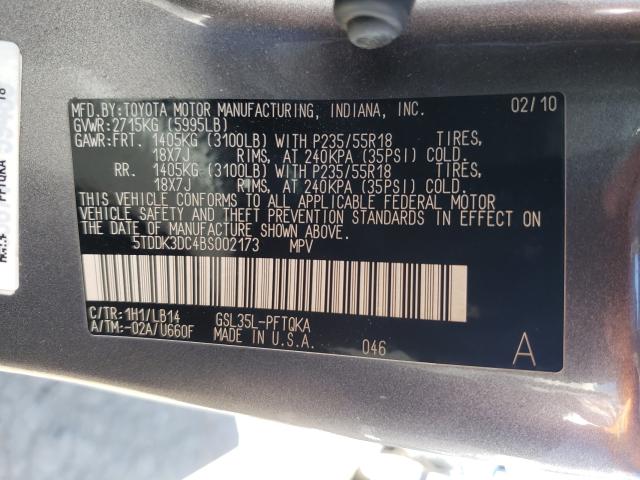 Photo 9 VIN: 5TDDK3DC4BS002173 - TOYOTA SIENNA XLE 