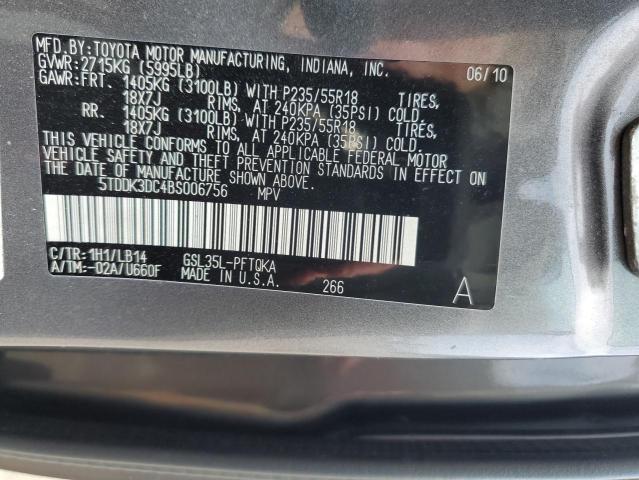 Photo 12 VIN: 5TDDK3DC4BS006756 - TOYOTA SIENNA XLE 