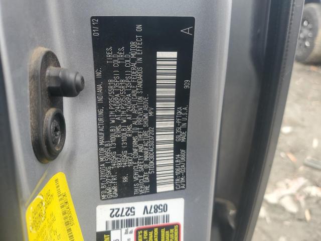 Photo 12 VIN: 5TDDK3DC4CS037202 - TOYOTA SIENNA XLE 