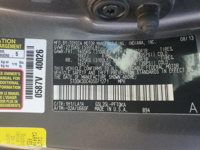 Photo 12 VIN: 5TDDK3DC4DS071271 - TOYOTA SIENNA XLE 