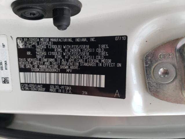 Photo 9 VIN: 5TDDK3DC5BS008421 - TOYOTA SIENNA XLE 