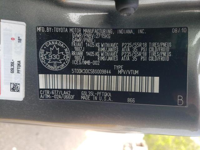 Photo 12 VIN: 5TDDK3DC5BS009844 - TOYOTA SIENNA XLE 